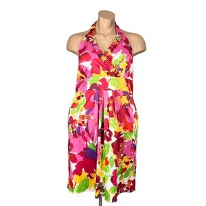Blu Sage Multicolor Floral Halter Dress Plus 20W